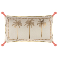 BMStores  Opulent Oasis Luxury Foil Printed Lumbar Cushion with Tassel