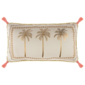 BMStores  Opulent Oasis Luxury Foil Printed Lumbar Cushion with Tassel