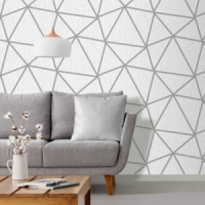 Crystal Geo Wallpaper - White & Silver