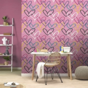 Graffiti Hearts Wallpaper - Pink