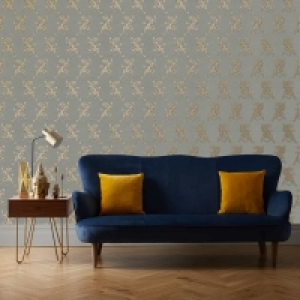 Tiger Motif Wallpaper - Grey