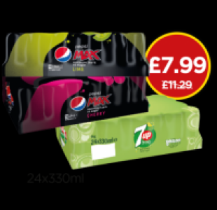 Budgens  Pepsi Max Cherry Multipack, Pepsi Max Lime Multipack, 7UP Su