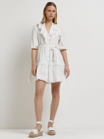 LittleWoods River Island Frill Detail Mini Shirt Dress - White