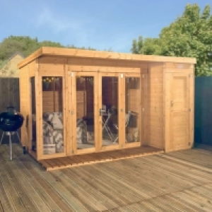 Mercia 12 x 8ft Large Garden Room including Side Shed & Bi-F