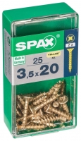 Wickes  Spax PZ Countersunk Zinc Yellow Screws - 3.5 x 20mm Pack of 