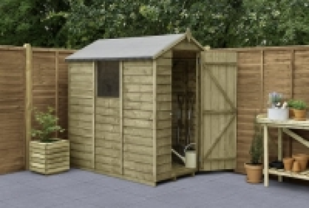 Forest Garden 6 x 4ft Apex Overlap Pressure Treated Shed wit