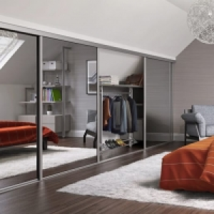 Spacepro Heritage Loft Sliding Door Silver Frame Mirror 762m