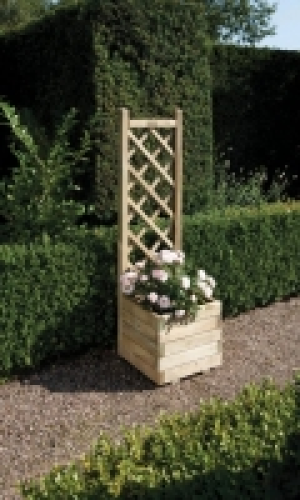 Rowlinson Pressure Treated Square Planter with Lattice - 400