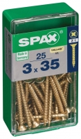 Wickes  Spax PZ Countersunk Zinc Yellow Screws - 3 x 35mm Pack of 25