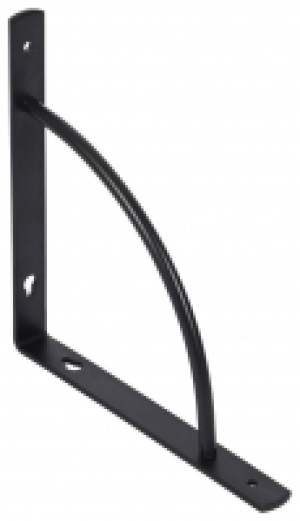 D Shape Black Shelving Bracket - 185 x 185mm
