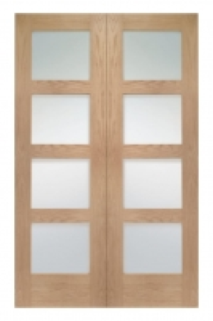 Wickes Marlow Fully Glazed Oak 4 Panel Rebated Internal Door