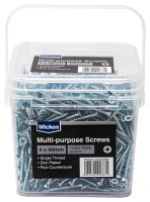 Wickes  Wickes Single Thread Zinc Plated Screw Tub - 4 X 40mm Pack O