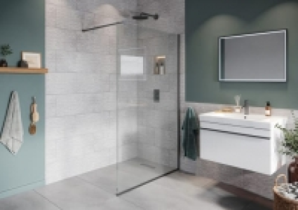 Wickes  Hadleigh 8mm Matt Anthracite Frameless Wetroom Screen with W