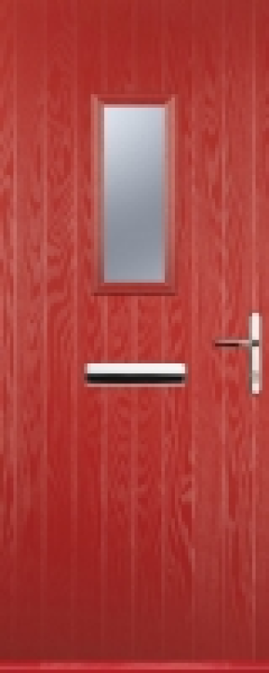 Wickes  Euramax 1 Square Left Hand Red Composite Door - 920 x 2100mm