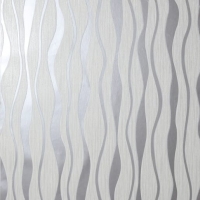 Wickes  Arthouse Metallic Wave White & Silver Wallpaper 10.05m x 53c