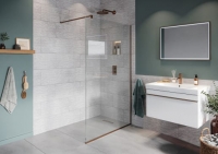Wickes  Hadleigh 8mm Brushed Bronze Frameless Wetroom Screen with Wa
