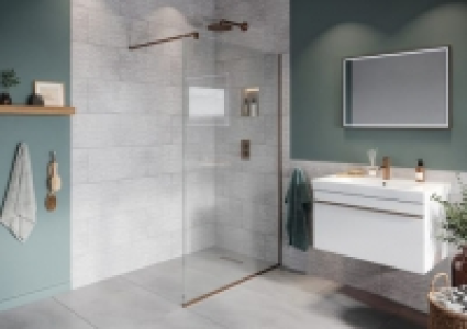 Hadleigh 8mm Brushed Bronze Frameless Wetroom Screen with Wa