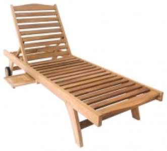 Wickes  Charles Bentley Premium Teak Wooden Garden Sun Lounger