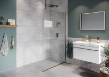 Hadleigh 8mm Brushed Bronze Frameless Wetroom Screen with Ce