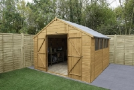 Forest Garden 10 x 10 ft Apex Shiplap Dip Treated Double Doo