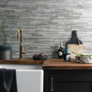 Wickes Quarzo Steel Splitface Porcelain Mosaic 394 x 106mm