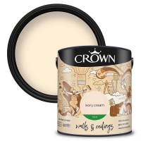 Homebase Water Based Crown Breatheasy Ivory Cream - Silk Emulsion Paint - 2.5L