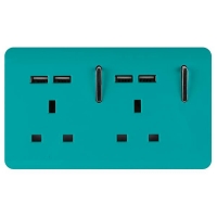 Homebase Plastic Trendi Switch 2 Gang 13Amp Socket (inc. USB ports) in Bright