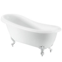 Homebase Acrylic Bathstore Kingham Slipper Roll Top Bath with Silver Feet