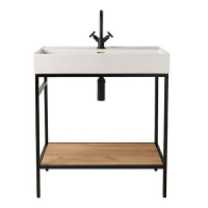 Homebase Aluminium & Ceramic Bathstore Noir 800mm Basin and Frame Unit