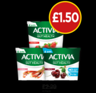 Budgens  Activia Yogurt Rhubarb, Strawberry, Cherry 0% Fat Free