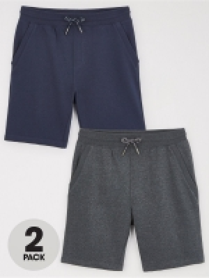 LittleWoods Very Man 2 Pack Essentials Jog Short - Navy & Charcoal