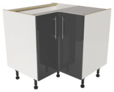 Orlando Dark Grey Gloss Slab Corner Base Unit - 925mm