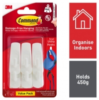 Wickes  Command White Small Utility Hook - Pack of 6