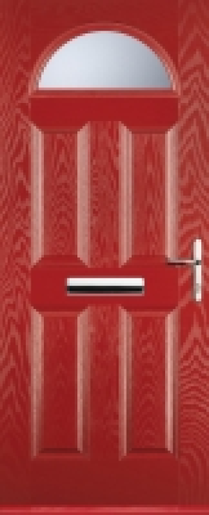 Euramax 4 Panel 1 Arch Left Hand Red Composite Door - 920 x