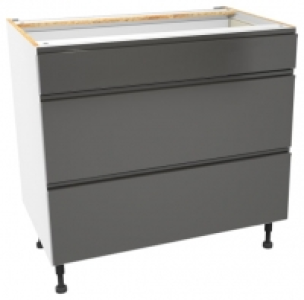 Wickes  Madison Dark Grey Gloss Handleless Drawer Unit - 900mm (Part