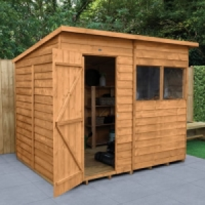 Forest Garden 8 x 6ft Overlap Pent Dip Treated Shed with Ass