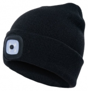 Trademate Black Beanie Hat with LED White Light USB Recharga