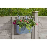 RobertDyas  Faux Decor 12In Fence & Balcony Hanging Planter - Slate - Gr