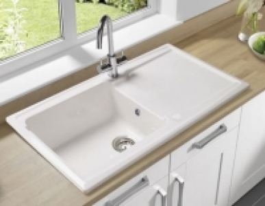 Wickes  Wickes Contemporary 1 Bowl Ceramic Kitchen Sink - White