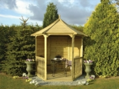 Wickes Hexagonal Garden Arbour with Floor - 2160 x 1870mm