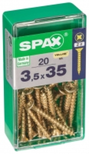 Spax Pz Countersunk Zinc Yellow Screws - 3.5 X 35mm Pack Of