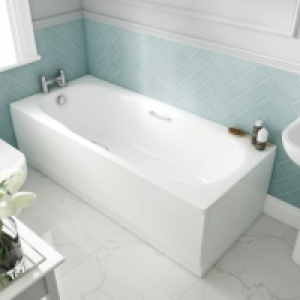 Wickes  Wickes Avaris Enamel Coated Steel Straight Bath - 1700 x 700