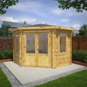 Mercia 3 x 3m 28mm Log Thickness Corner Log Cabin with Assem