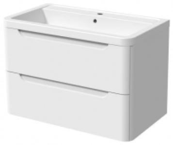 Wickes  Wickes Malmo Gloss White J Pull Wall Hung Vanity Unit - 657 