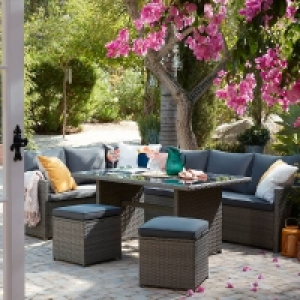 Yes Matara Grey Rattan Corner Garden Sofa Set