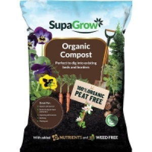 Organic Peat Free Compost SupaGrow Peat Free Organic Garden Compost - 50L