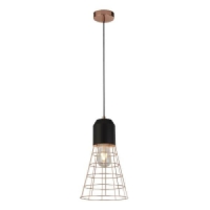 Mild Steel Dalgety 1 Light Cage Pendant Light - Copper and Matt Black