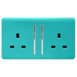 Trendi Switch 2 Gang 13Amp Long Switched Socket in Bright Te £11.95