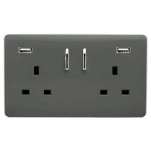 Trendi Switch 2 Gang 13Amp Double Socket and 2 USB Ports - C £14.95