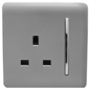 Plastic Trendi Switch 1 Gang 13Amp Switched Socket in Light Grey
